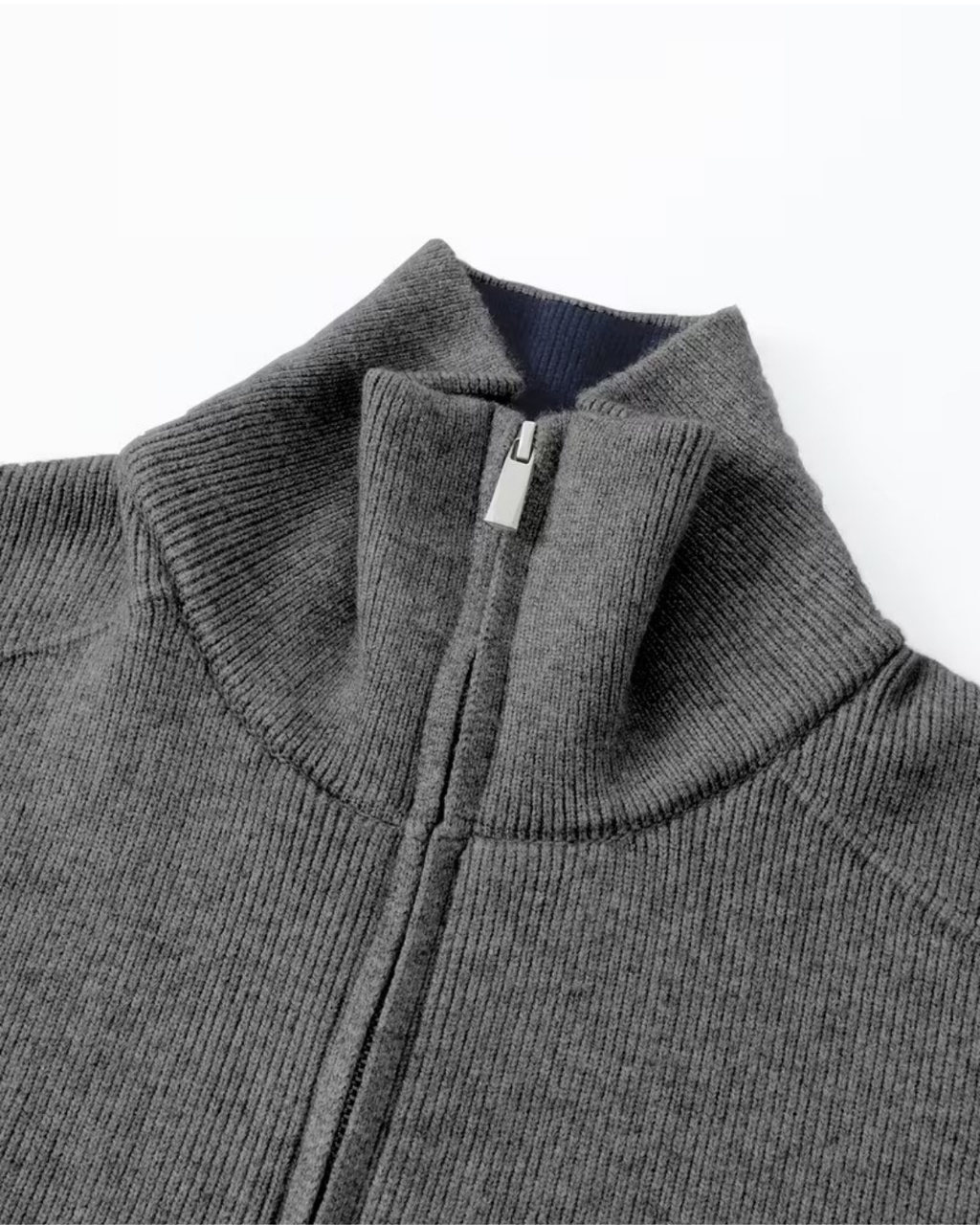 Men’s Full Zip Knit Cardigan – Stand Collar Sweater