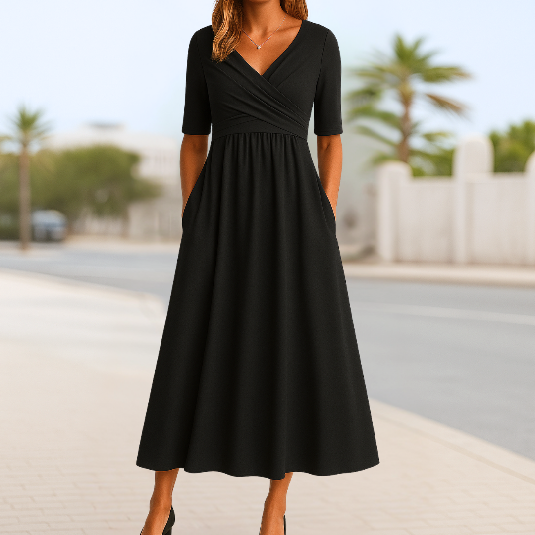 Madeline Crossed Short Sleeve Dress