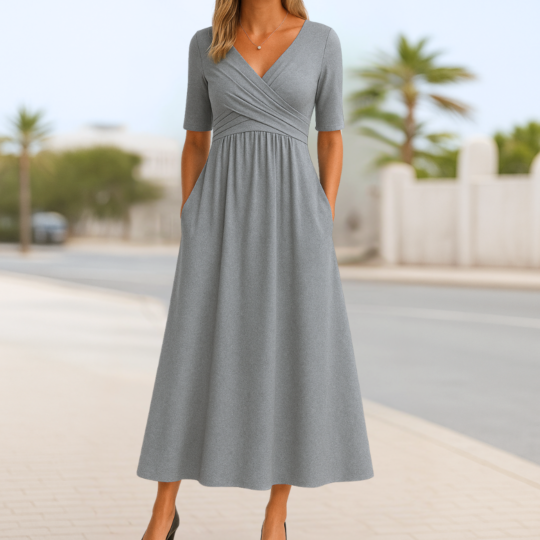 Madeline Crossed Short Sleeve Dress