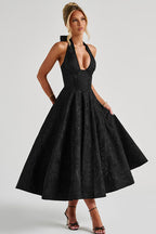 Genevieve Jacquard Halterneck Maxi Dress