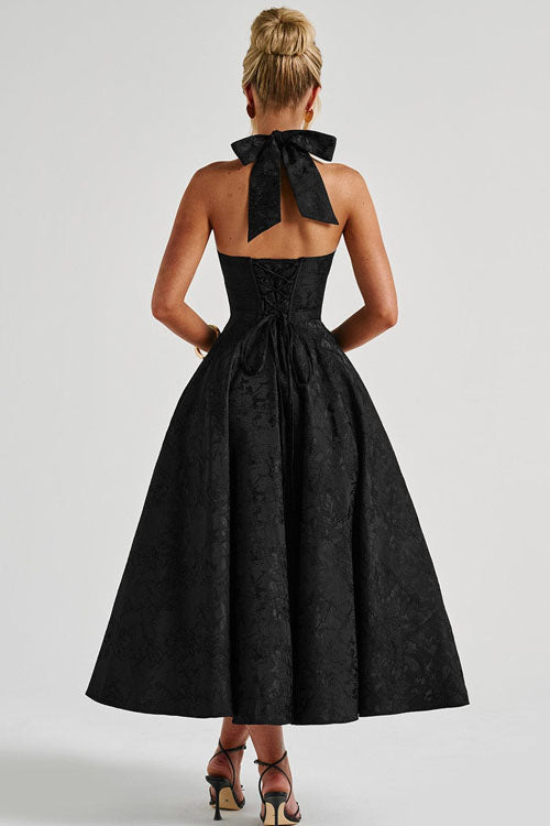 Genevieve Jacquard Halterneck Maxi Dress
