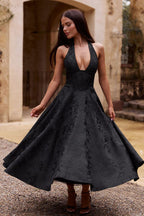 Genevieve Jacquard Halterneck Maxi Dress