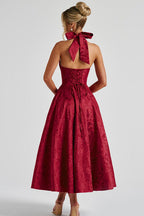 Genevieve Jacquard Halterneck Maxi Dress
