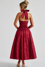 Genevieve Jacquard Halterneck Maxi Dress