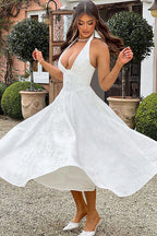 Genevieve Jacquard Halterneck Maxi Dress