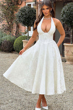 Genevieve Jacquard Halterneck Maxi Dress