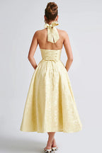 Genevieve Jacquard Halterneck Maxi Dress