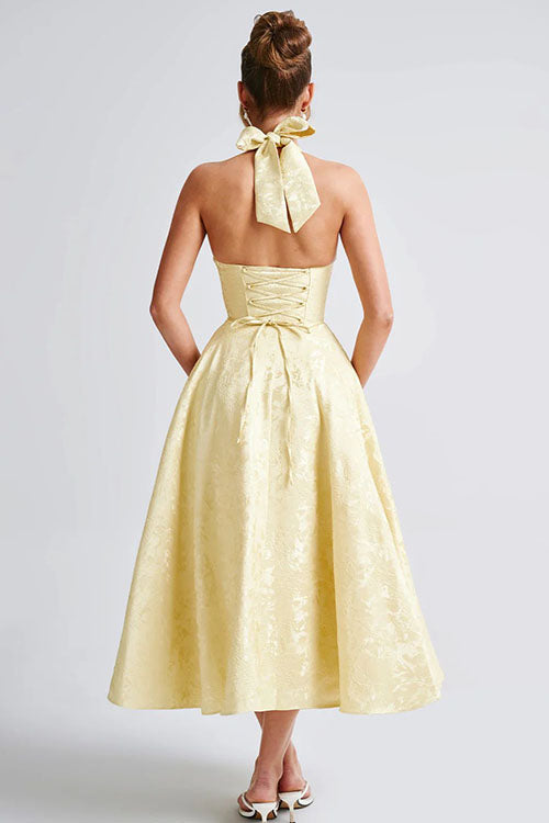 Genevieve Jacquard Halterneck Maxi Dress