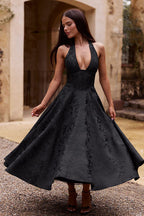 Genevieve Jacquard Halterneck Maxi Dress