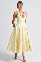 Genevieve Jacquard Halterneck Maxi Dress