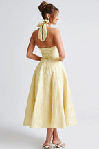 Genevieve Jacquard Halterneck Maxi Dress