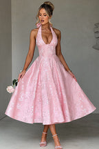 Genevieve Jacquard Halterneck Maxi Dress