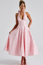 Genevieve Jacquard Halterneck Maxi Dress
