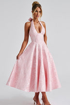 Genevieve Jacquard Halterneck Maxi Dress
