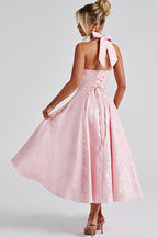 Genevieve Jacquard Halterneck Maxi Dress