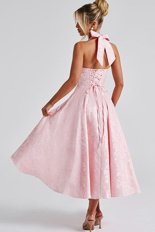 Genevieve Jacquard Halterneck Maxi Dress