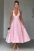 Genevieve Jacquard Halterneck Maxi Dress