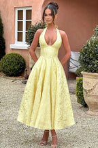 Genevieve Jacquard Halterneck Maxi Dress