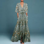 Jill Elegant Maxi Dress with Floral Pattern