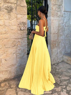 Pleated Halter Neck Maxi Dress