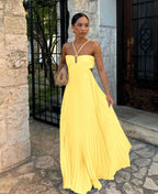 Pleated Halter Neck Maxi Dress