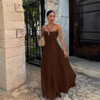 Pleated Halter Neck Maxi Dress