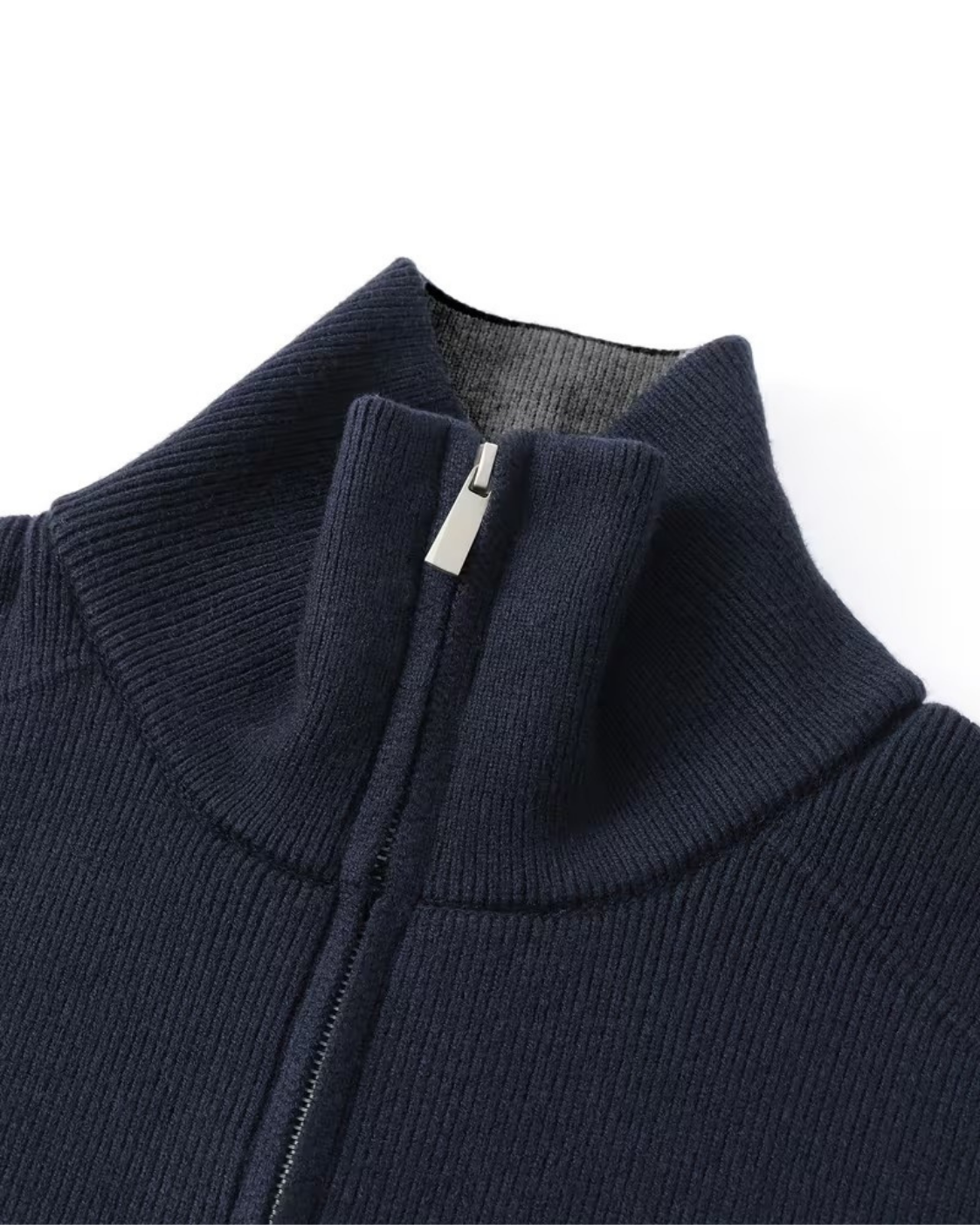 Men’s Full Zip Knit Cardigan – Stand Collar Sweater