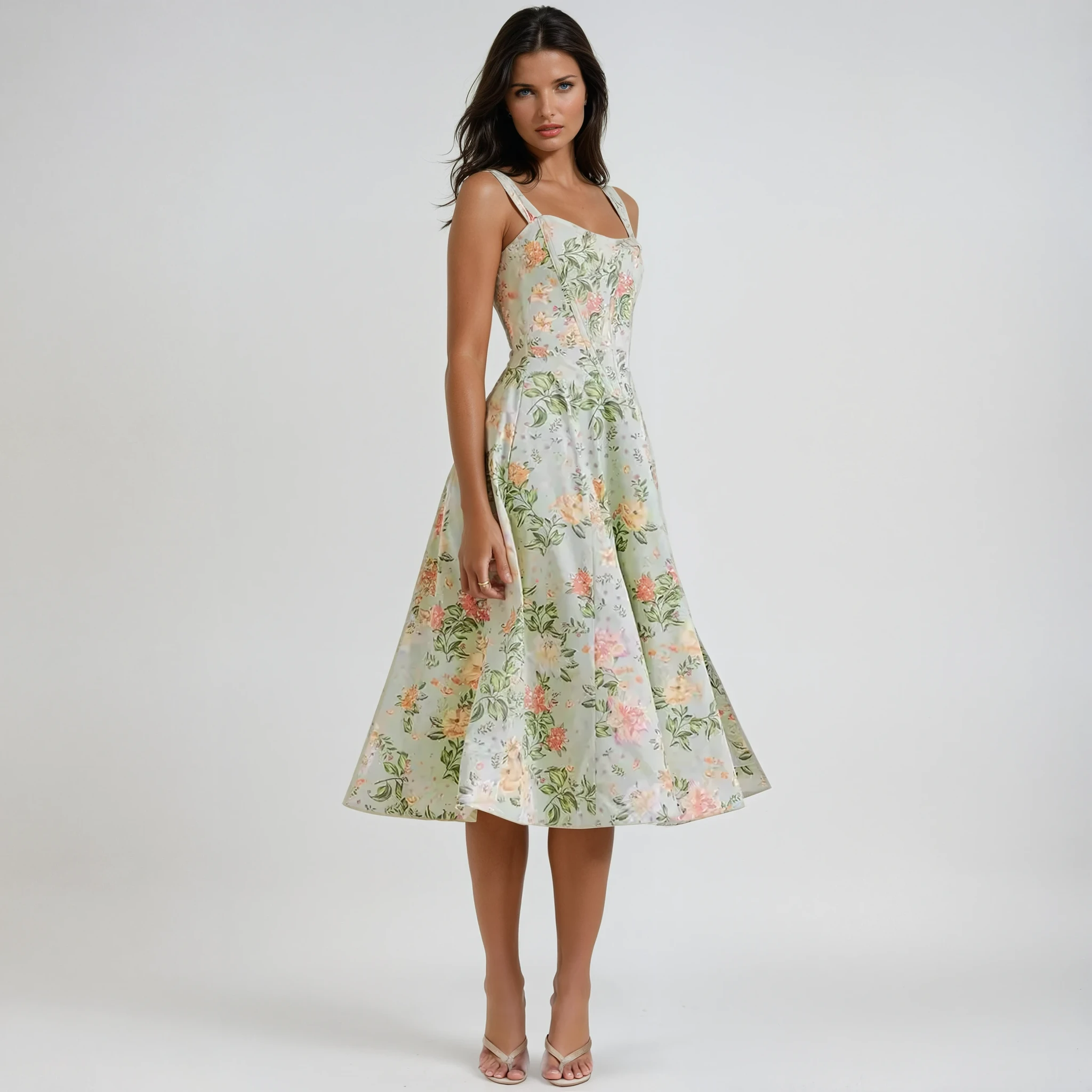 Dahlia Floral Jacquard Midi Dress