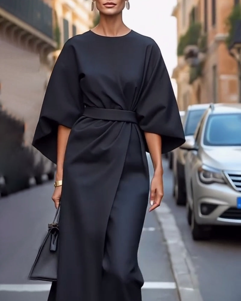 Celestine Lantern Sleeve Belted Dress