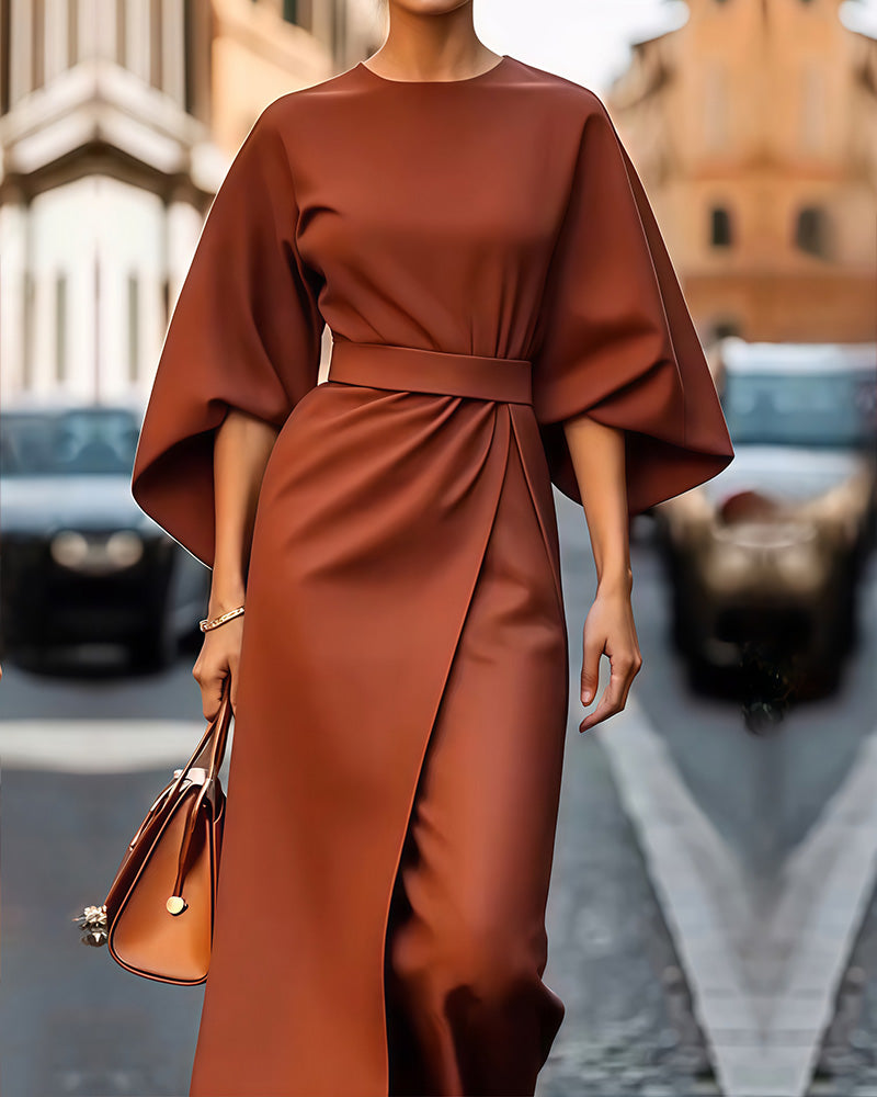 Celestine Lantern Sleeve Belted Dress
