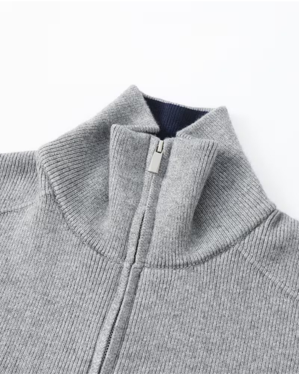 Men’s Full Zip Knit Cardigan – Stand Collar Sweater