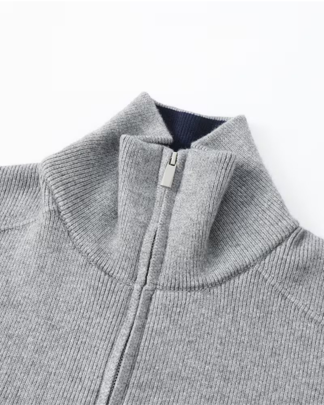 Men’s Full Zip Knit Cardigan – Stand Collar Sweater