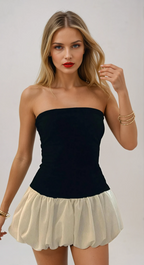 Kendall Drop-Waist Bubble Hem Mini Dress