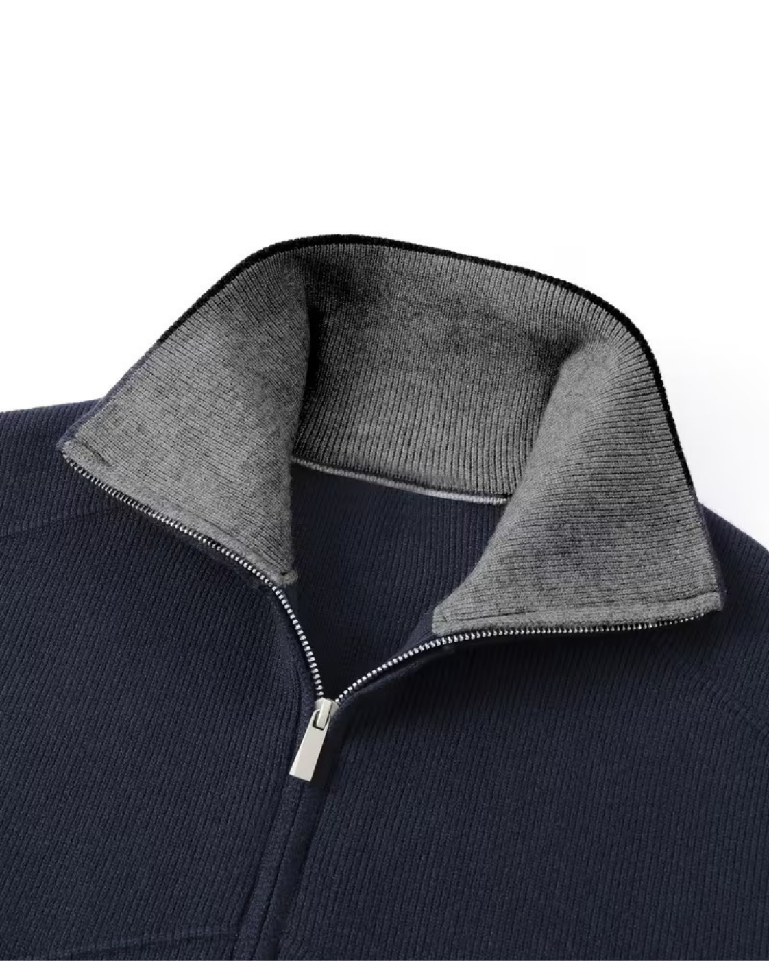 Men’s Full Zip Knit Cardigan – Stand Collar Sweater