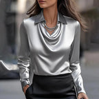 Shannon Elegant Shiny V-Neck Blouse
