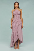 Estelle Halter Pleated Maxi Dress
