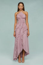 Estelle Halter Pleated Maxi Dress