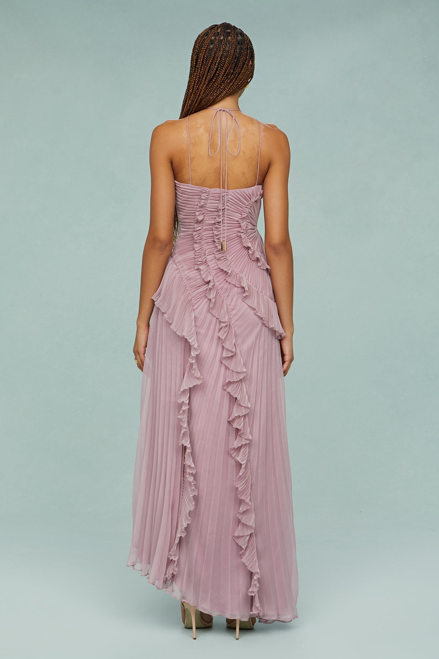 Estelle Halter Pleated Maxi Dress