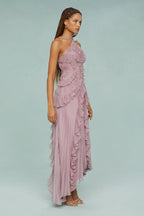 Estelle Halter Pleated Maxi Dress
