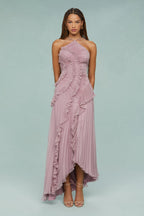 Estelle Halter Pleated Maxi Dress