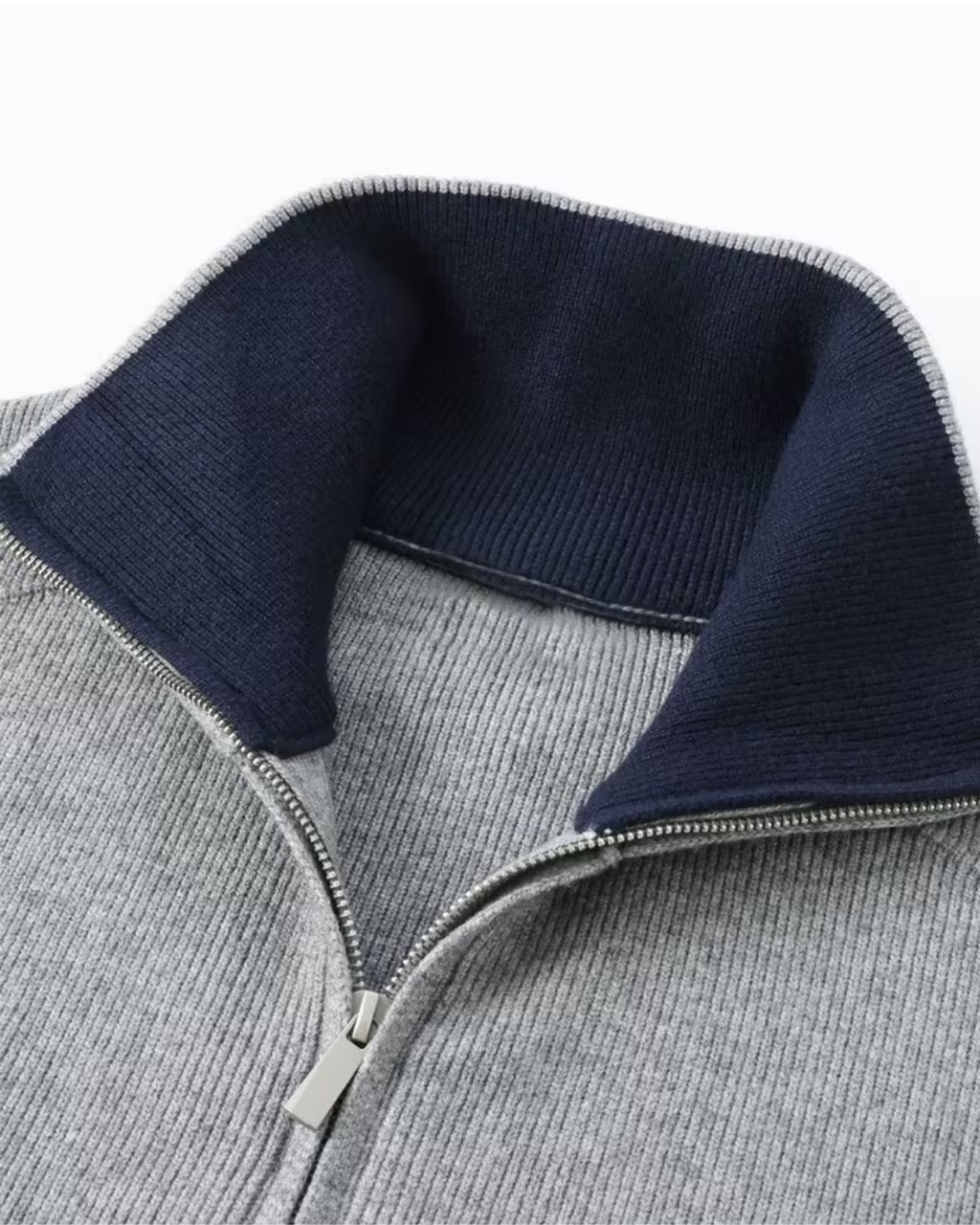 Men’s Full Zip Knit Cardigan – Stand Collar Sweater