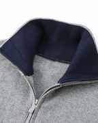 Men’s Full Zip Knit Cardigan – Stand Collar Sweater