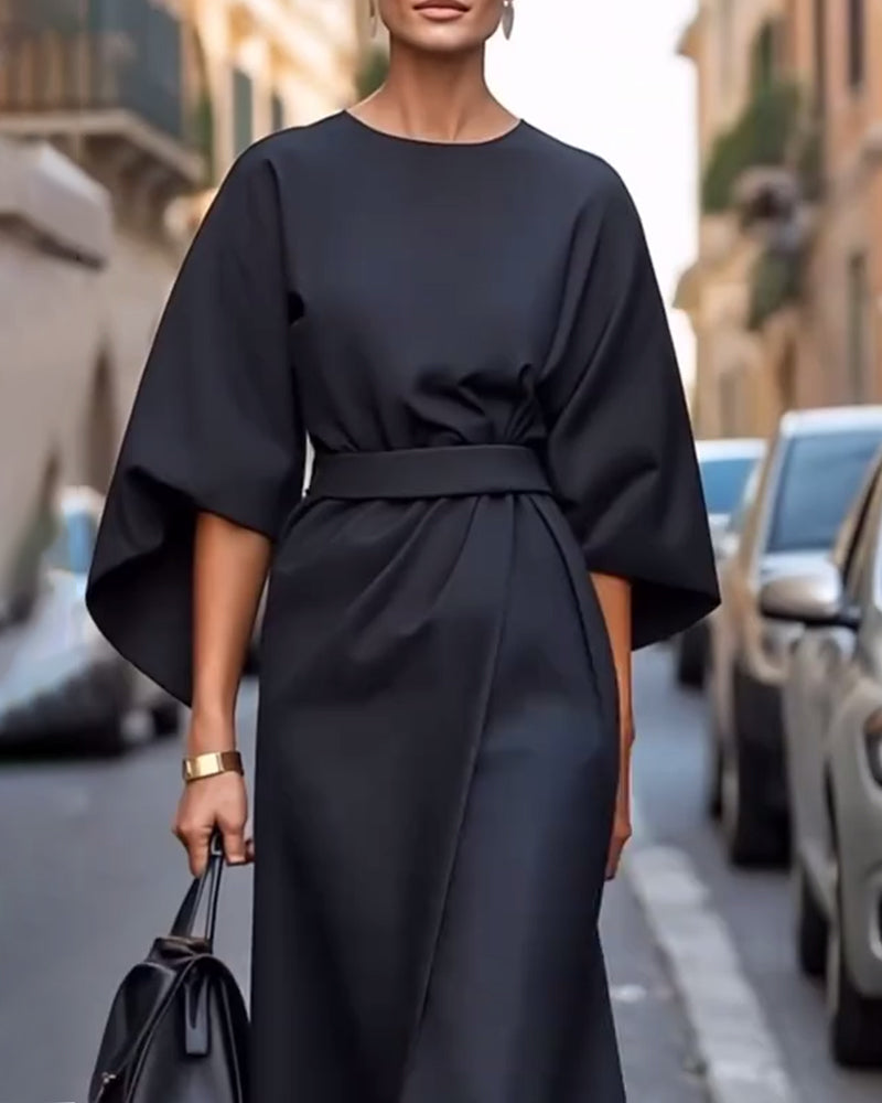 Celestine Lantern Sleeve Belted Dress
