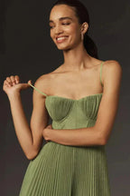 Winnie Elegant Pleated Fit & Flare Midi Dress