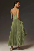 Winnie Elegant Pleated Fit & Flare Midi Dress
