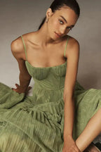 Winnie Elegant Pleated Fit & Flare Midi Dress