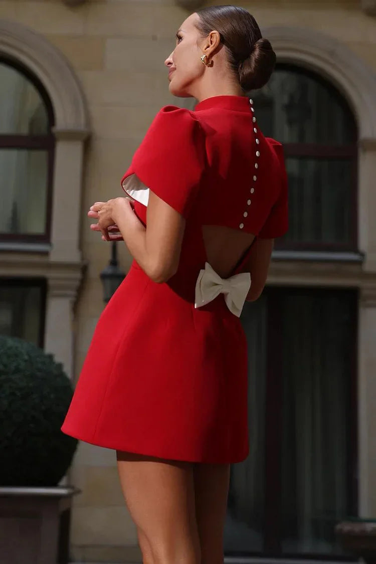 Puff Sleeve Cocktail Mini Dress