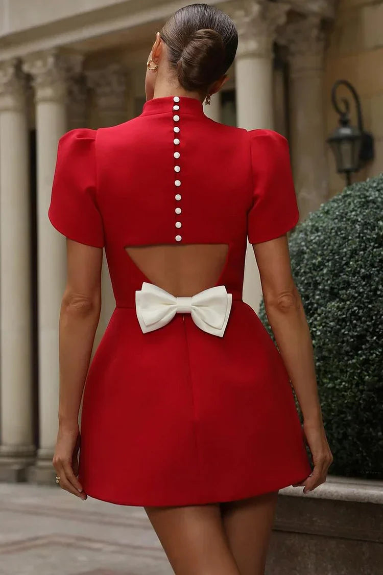 Puff Sleeve Cocktail Mini Dress
