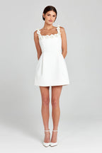 Floral Appliqué Summer Mini Dress