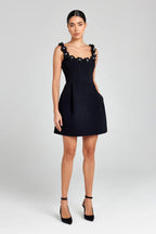Floral Appliqué Summer Mini Dress